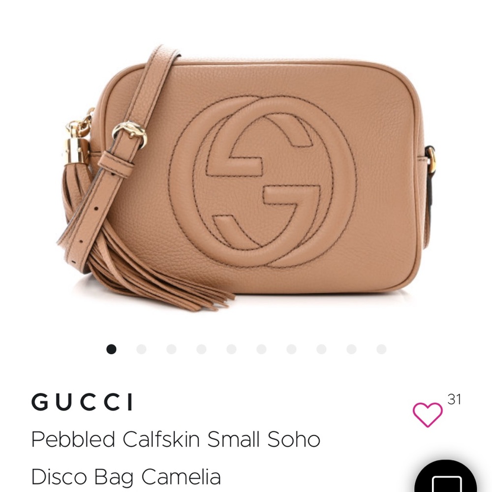 GUCCI pebbled calfskin small soho disco bag in Camelia
